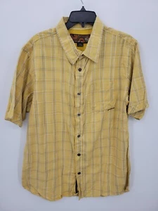 Prana Hemd Herren klein gelb kariert Kurzarm Knopfleiste Freizeit Outdoor - Bild 1 von 9