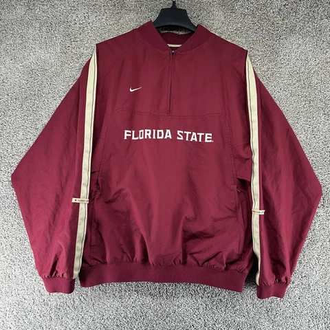 Nike Dri Fit Florida State Seminoles FSU 1/4 Zip Windbreaker Jacket Mens L Red Cover