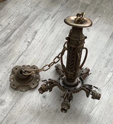 VINTAGE MARKEL ART DECO SLIP SHADE CHANDELIER FRAME. REWIRING REQUIRED Cover