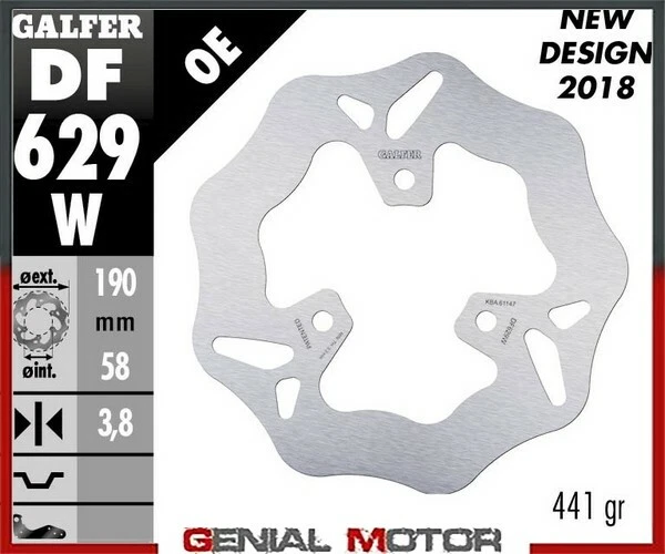 Galfer Front Brake Disc Wave Fixed 190X3.8mm Aprilia Rally 50 Lc 1996 - Image 1 of 1