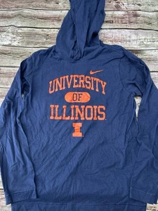 Nike University of Illinois Youth Boys Size Large Long Sleeve Blue Hooded Shirt - Picture 1 of 3