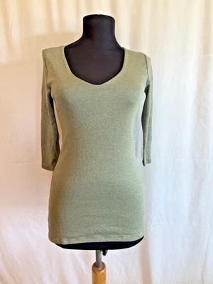 Michael Stars Olive Green 3/4 Sleeve Knit Top - One Size - Image 1 of 4