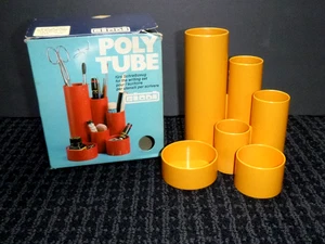 Nuevo de Colección Mid Century Giddi Naranja Tubo Escritorio Accesorio Pluma Soporte para Lápices 6" H Ital - Imagen 1 de 15
