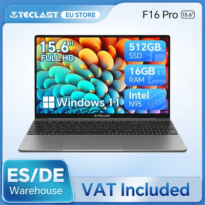TECLAST 15,6 Zoll Laptop 16GB RAM 512GB / 1TB SSD mit Intel Quad-Core (bis zu 2.9Ghz)