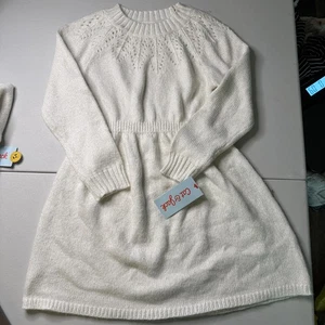 Vestito maglione Cat & Jack bambina bianco scintillante scintillante taglia 5T nuovo con etichette - Foto 1 di 9