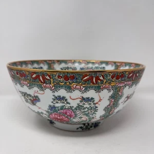Vintage Large Chinoiserie Andrea by Sadek Rose Medallion 10" Bowl - Picture 1 of 11