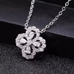 2Ct Pear Cut Lab Created Diamond Women's Pendant Necklace 14k White Gold Plated - Picture 1 of 4