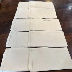 Off White Irish Linen Napkins w/ Hemstitching Floral Antique Lot 10 20" Square - Picture 1 of 8