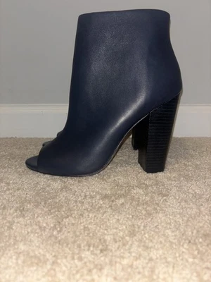 Botín de cuero peep toe azul marino para mujer talla 8,5 Foto 1 de 4