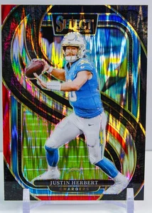 2024 Panini Select - Premier Level Justin Herbert #131 Red & Blue Shock Prizm - Picture 1 of 2
