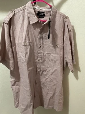 NWT Kenneth Cole Linen Blend Men’s Short Sleeve Button Up Shirt Sz 2x Summer - Image 1 of 4