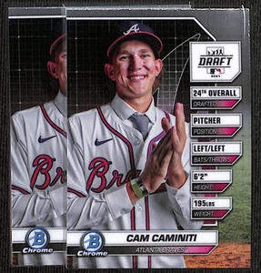 (2) Cam Caminiti Lot 2024 Bowman Chrome Draft Night Rookie BDN-10 Braves - Bild 1 von 2
