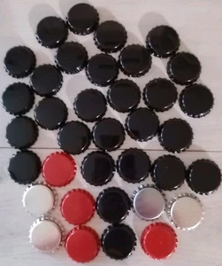 Kronkorken zum Basteln - 36 Stück schwarz, rot, silber neu - Bild 1 von 3
