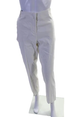 Pantalón Pinko Mujer Mezcla Lino Dos Bolsillos Cónicos Blanco Talla 10 Foto 1 de 4