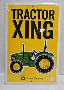 John Deere Tin Signs Tractor Xing GENUINE! NEW in Plastic - Picture 1 of 2