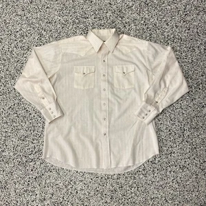 Vtg Panhandle Slim Cream Striped Long Sleeve Pearl Snap Shirt Men's Size 17 35 - Picture 1 of 4