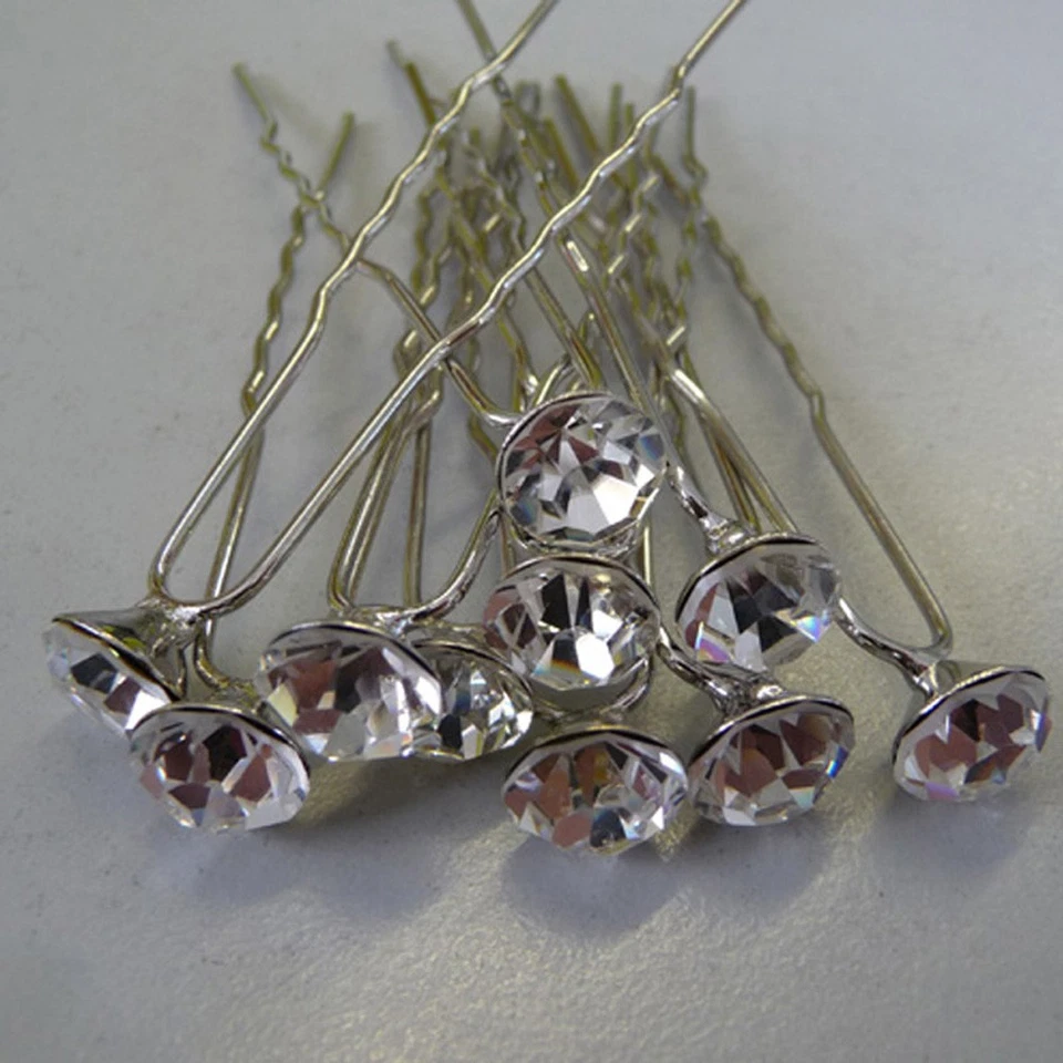 Sposa Accessorio per Capelli Forcine Con Cristallo 8mm Ornamento da Matrimonio - Immagine 1 di 4