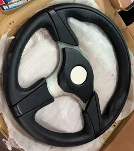 1 x  35cm UNIVERSAL LEATHER STEERING WHEEL - Picture 1 of 1