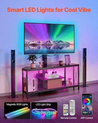 Soporte de TV Uimoso 45" con soporte para televisores de hasta 75 pulgadas con toma de corriente y luces LED Foto 1 de 4