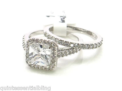 Обручальное и обручальное кольцо с фианитом дизайнерское безупречное с родиевым покрытием размер 8 - Изображение 1 из 4