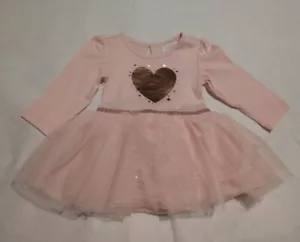 NWT Children's Place Girls Pink Gold Foil Heart Tutu Bodysuit Dress 6-9 Months - Picture 1 of 1
