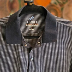 Como Sport Aero Tek Golf Polo Shirt Men’s Size L Black Print Made in Korea - Picture 1 of 5