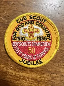 Vintage Boy Scout Patch Cub Scout Jubilee 1910 To 1960 Fifty Years Of Service - Picture 1 of 3