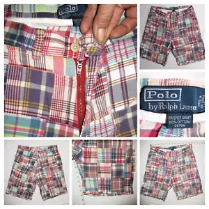 Polo Ralph Lauren Prospect Shorts Patchwork Chino Mens 30 Madras Plaid 8" Cotton - Picture 1 of 23
