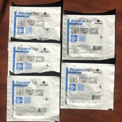 Aquacel Extra Ag+ Hydrofiber 10cm x 10cm, 4"x4" x5 Dressing wound care - Image 1 of 4