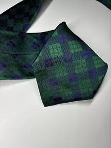 "Corbata geométrica verde a cuadros Brooks Brothets Makers para hombre 100 % seda 57""" - Imagen 1 de 7