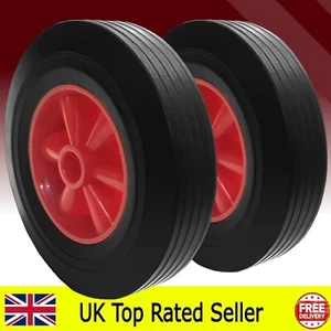 10" solid rubber wheels off set hub puncture proof for sack truck hand truck x2 - Picture 1 of 8