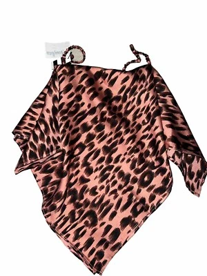 $65 Lele Sadoughi Pink Leopard Print Reusable Silk Blend Scarf Face Covering NEW - Image 1 of 4