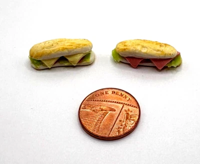 DINKY DELIGHTS Casa delle bambole miniatura 2 baguette (prosciutto, formaggio) DD575) articoli aggiuntivi P&P GRATIS