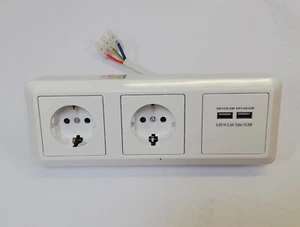 Presa da tavolo - prese angolari blocco prese - bianco - 2 prese + 2x ricarica USB - Foto 1 di 2