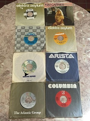 45 RPM 1970s 1980’s Vinyl Records Kool Kim Carnes Red Baron JT Sheena Manchester - Image 1 of 4