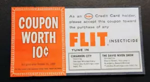 Vintage 1959 Flit Insektizid Esso 10 Cent Gutschein Gas Öl Werbung Ephemera - Bild 1 von 7