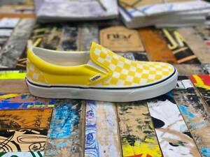 Vans Classic Slip-On Skate Shoes Men's Size 11 Checkerboard Cyber Yellow