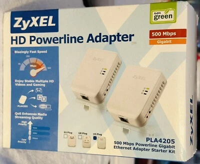 ZyXEL PLA4205 HD Powerline Adapter 500Mbps 2-Piece Ethernet Starter Kit - New - Image 1 of 3