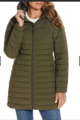 CHAQUETA ABRIGO MUJER ACOLCHADA CON CAPUCHA VERDE OLIVA, MEDIANA  Foto 1 de 4