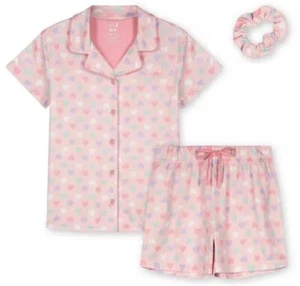 Max & Olivia Big Girls Shorts and Coat Pajama with Scrunchie, 3 Piece Set - Picture 1 of 1