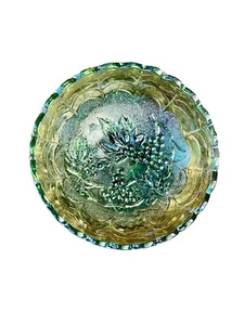 Small Carnival Bowl Imperial Glass Iridescent Green 5” Diameter MINT - Picture 1 of 6