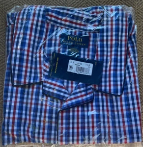 Polo Ralph Lauren camicia da notte manica corta pigiama blu a quadri tg. Grande nuova con etichetta - Foto 1 di 1
