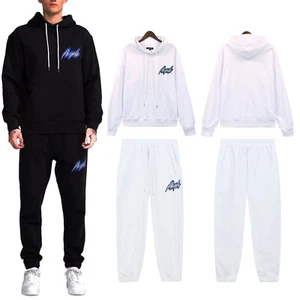 Men Cotton Hoodies Sweatshirts Pants Set Casual Pullover Fleece Tracksuits - Picture 1 of 21