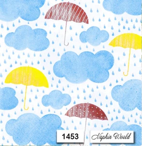 (1453) DOS servilletas individuales de papel para almuerzo decoupage - SOMBRILLAS DE LLUVIA CLIMA - Imagen 1 de 3