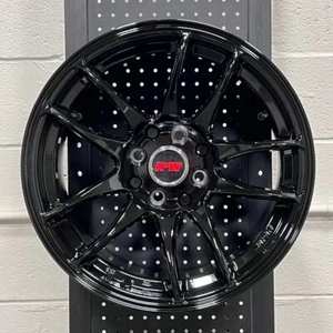 15" IPW 501 STYLE GLOSS BLACK WHEELS RIMS 4X100 FITS 1980-2005 HONDA CIVIC 4LUG - Picture 1 of 2