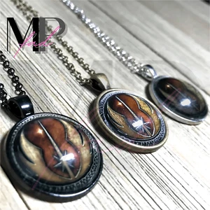 Star Wars Halskette Anhänger Cabochon Jedi Orden schwarz Bronze Silber Kette MOCHAJA - Bild 1 von 7