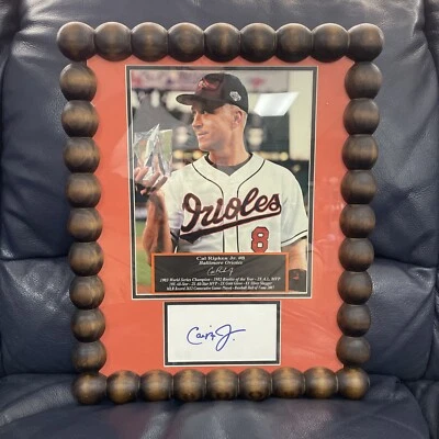 Cal Ripken Jr - SIGNED INDEX CARD FRAMED PHOTO PLATE DOUBLE MAT BECKETT COA - Image 1 of 4