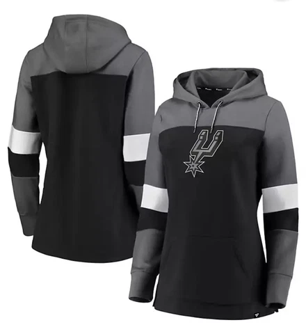 San Antonio Spurs Fanatics Brand Women’s Size L Pullover Sweatshirt Hoodie Black Cover