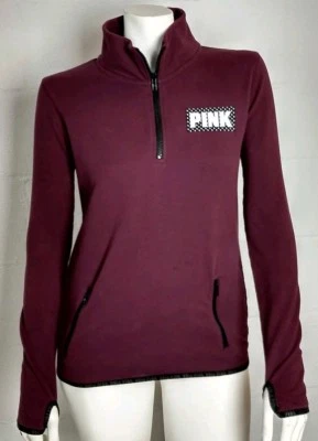 Pullover rosa V/S granate 1/4 cremallera con agujeros para el pulgar talla S para damas Foto 1 de 4