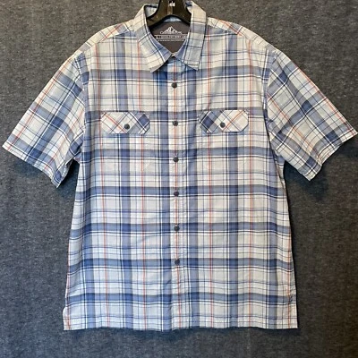 Croft Barrow Shirt Men Large Blue Plaid Quick Dry Vented Pocket Fishing Outdoors - Image 1 of 4